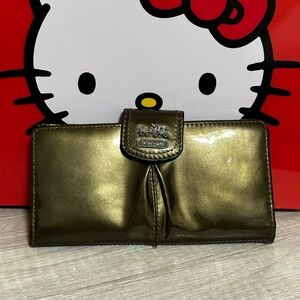 Coach Madison Taupe slim patent leather wallet